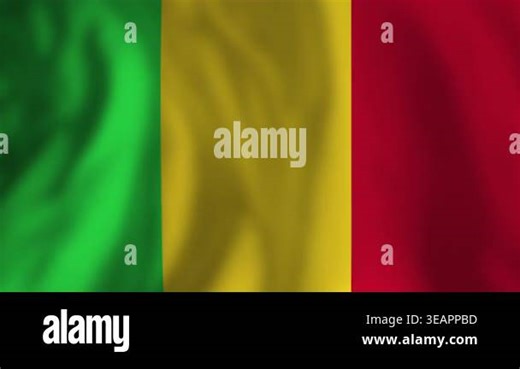 Malian national flag slowly waving in the wind. Highly detailed fabric texture showing the green, yellow, and red vertical stripes Stock Video Footage - Alamy