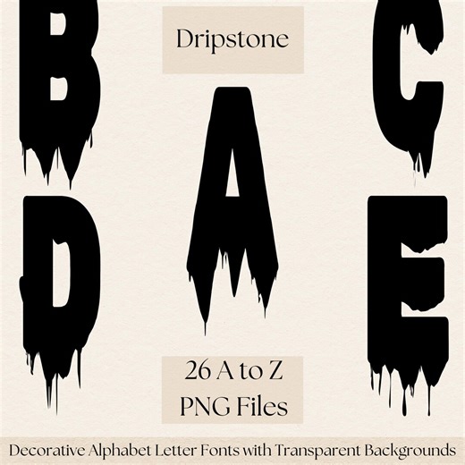 Dripping Gothic Font A–Z | Dripstone Alphabet Letters PNG Set | Horror Alphabet Clipart | Halloween Typography | Transparent Background - Etsy