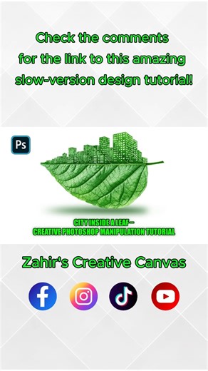 Megacity Inside a Leaf 🌿 Photoshop Manipulation #shorts