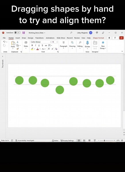 PowerPoint align and distribute: quick fix for perfectly aligned objects