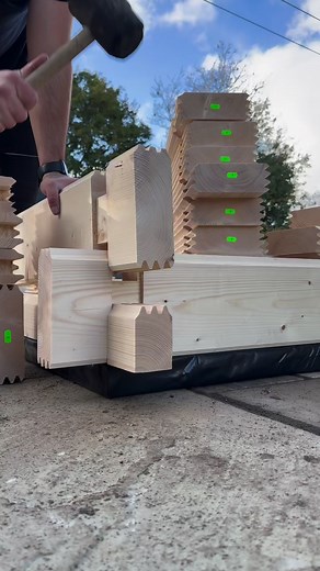 Log cabin building with Northern Log Cabins Ltd #logcabin #logcabinbuilding #tinyhousebuilder #tinyhousenation #lincolnlogs #reelsfb | All Things Garden Buildings