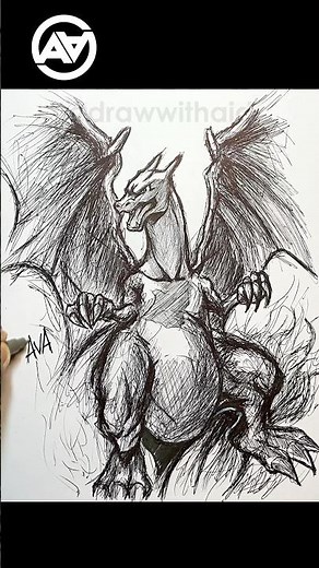 How to draw Charizard 🔥✍️ #drawing #art #shorts #pokemon #charizard #sketch #speedart #tutorial