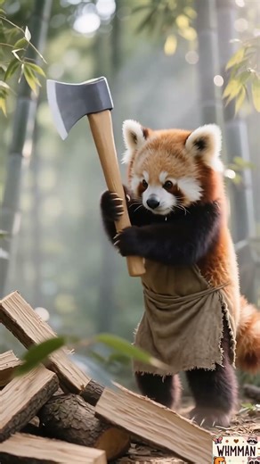 Hardworking Animal Lumberjack | Determined Worker Chopping Wood in the Forest 🌲🪓