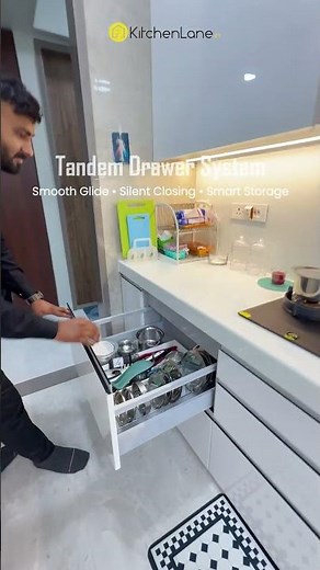 Modern Modular Kitchen with Tandem Drawer System | Smart Storage Kitchen Design at IC Colony