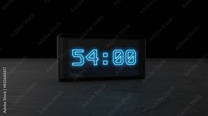 59 Seconds Digital Countdown Timer. Neon Countdown Clock 3D. 4K