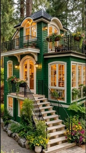 Cozy Green Cottagecore House in the Forest | Cozy Wooden Home Aesthetic