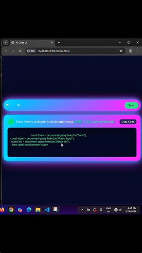 Neon Chat UI with Copy Code Feature | Frontend Project #programming #htmlcssjavascript #coding