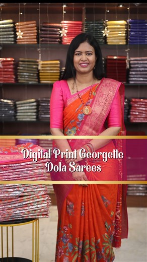 DSR SAREES on Instagram: "❌❌ Restocked ❌❌ Digital print georgette dola sarees Price @ 799+$ Dispatch details - Ready to dispatch Saree - 6.3 mtr Printed Pallu Butta blouse Wash care - Normal Wash Note: There Might be slight variations in the actual Colour of the product due to different screen Resolution. Booking No: Sasi- 9653484447 Kavya -9443143352 Shalini- 7305626399 Kousalya - 6374441254 WhatsApp AI chatbot 24/7 support: DSR Chittu -93443 14545 🛒 Shop now at: www.dsrsarees.com 📱 Download