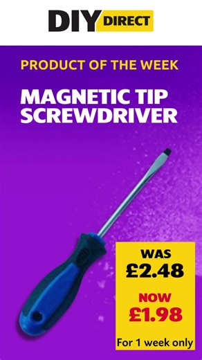 A toolbox essential. This 4mm wide slotted screwdriver from Toolpak features a magnetic tip and comfort grip for better control. Grab it for £1.98 this week – 20% off the usual £2.48. #ToolpakTools #MagneticScrewdriver #SlottedBlade #ToolTime #DIYEssentials #WorkshopGear #DIYOnABudget