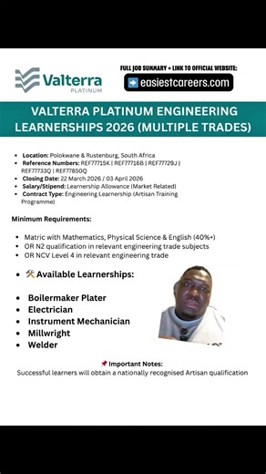 valterra platinum #learnership programme.
