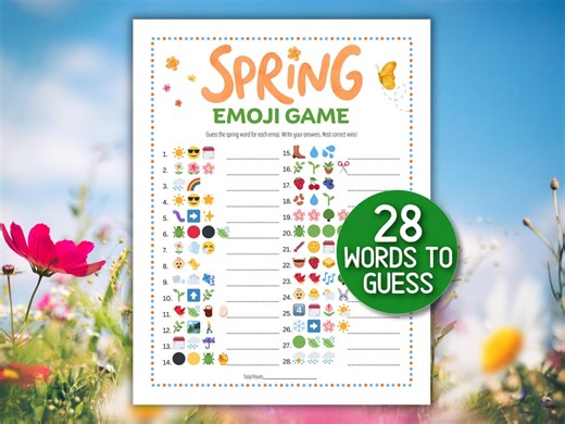 Spring Emoji Game Printable Quiz Springtime Theme Trivia Party Games Emojis Pictionary Classroom - Etsy
