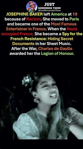 JOSEPHINE BAKER Hid Secret Documents in Sheet Music During WWII 👊 for the French Resistance #shorts