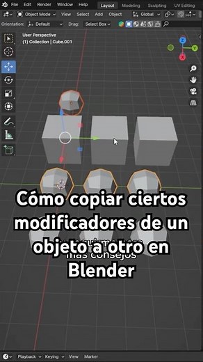 Cómo copiar ciertos modificadores de un objeto a otro en Blender | #3d #tutorial #blender3d #shorts