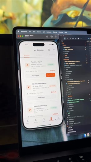 The Flutter Lover on Instagram: "🛠️ Stop Building Home Service Apps From Scratch! 🚀📱 Launch your On-Demand Services Platform in DAYS with Fixy — a complete Flutter UI Kit. ✅ 30+ Pre-built screens (Bookings, Services, Chat, Payments, Maps) ✅ Clean Material 3 design & smooth animations ✅ Built with Riverpod + Clean Architecture ✅ Saves you MONTHS of development Perfect for: 🏠 Home cleaning apps 🔧 Repair & handyman platforms 💇 Salon & beauty booking apps 🚚 Any on-demand home service startup 