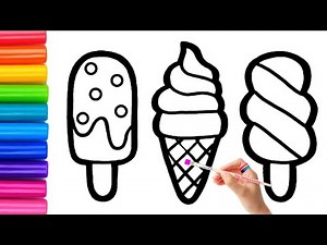 How to draw cute and easy Ice Cream | Easy Drawing, Painting and Coloring for Kids & Toddlers