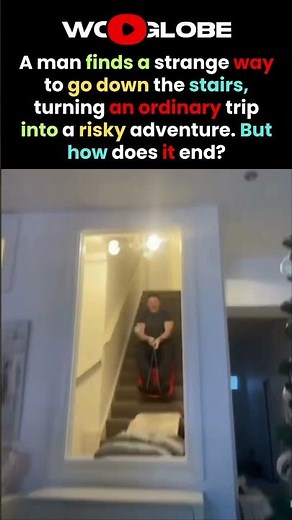 The Man’s WILD Sled Ride Down the Stairs Goes Hilariously Wrong