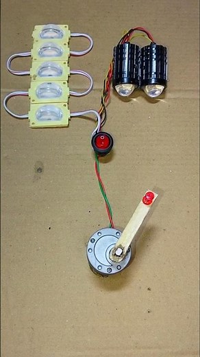 Powering Two Bike Fog Light & 5 LED Light With Hand Rotating Gear Motor Generator _ DC Motor #shorts