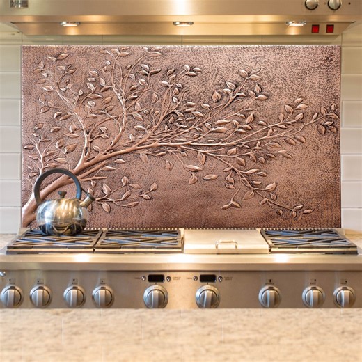 Hand Hammered Copper Tree Branch Wall Art - Kitchen Backsplash Tile - Etsy