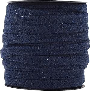 Mandala Crafts Navy Blue Flat Drawstring Cord Drawstring Replacement, 3/8 Inch 20 YDs Navy Blue Soft Drawstring Cotton Draw Cord Hoodie Sweatpants Drawcord Replacement