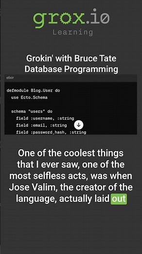 Database Programming [Grokin'] Learn Elixir w/ Bruce Tate #elixir #programming #shorts