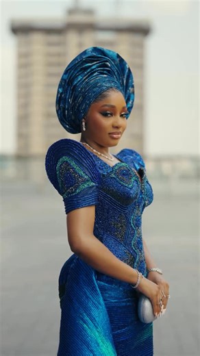 EmagineBybukola on Instagram: "Bride @kiky_festus , introduction ready in her Emagine by Bukola ensemble. Another classic piece, exquisitely crafted and flawlessly delivered by our team. Just take a look at this literal work of art. From the adorned bodice to the structured sleeves, the ocean-blue palette, and detailed textures, come together fabulously. Congratulations once again, Kiki. Thank you for choosing Emagine by Bukola to be part of your forever memories. Bride’s Outfit: @emaginebybukol