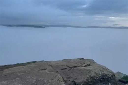 Footage from iconic Roseberry Topping shows Teesside covered in blanket of mist