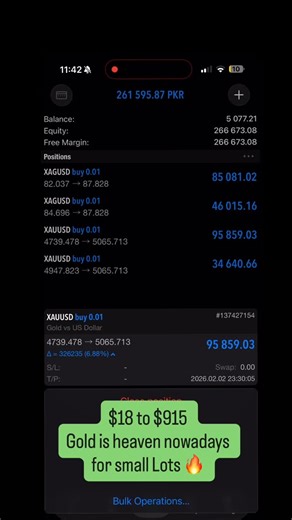 Kashif Mirza on Instagram: "Gold is heaven nowadays for small lots and it will stay like this whole 2026, #forex #forextrader #trading #forextrading #forexsignals"