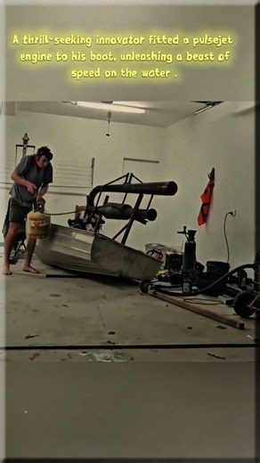 a man fitted a pulsejet engine on boat 🛥#engineering #experiements