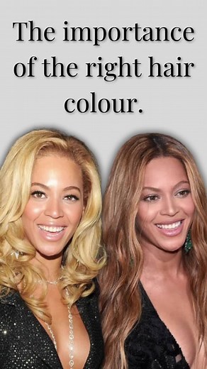 Beyonce has a warm undertone, medium to high intensity, and medium contrast. Really dark or really blonde hair colours take away from her natural beauty. In really dark hair she gets lost in the hair, the hair seems to arrive before she does 😅 In really warm blonde, or platinum blonde she becomes either pale, washed out or gets a yellow appearance. But in a soft, neutral-warm blonde with her natural hair roots preserved she gains her natural harmony back because it's within her colour palette a