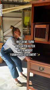 This tired buffet hutch got the moody farmhouse makeover of my dreams 💚Painted in Dulux Olive Blend Aqua Enamel, with the timber top stained in a custom walnut grey mix (Fiddes Light Fast Water Stain), then sealed with Fiddes Satin Hard Wax Oil. I used Feast Watson Black Wax to bring depth into the details, and finished it off with Florentine bronze handles from Bunnings.I’ll be sharing the full step-by-step tutorial for this transformation on my page in the next couple of days—stay tuned if yo