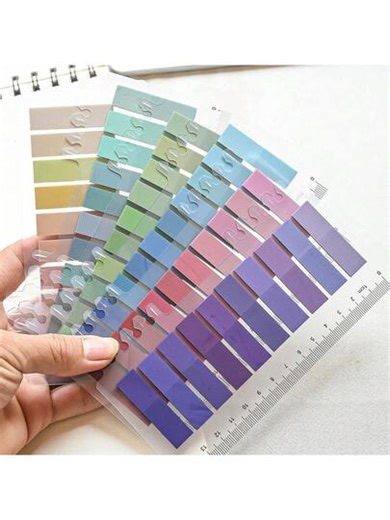 1400/1000/200 Pcs Assorted Self-Adhesive Labels, Pagemarkers, Sticky Notes, Colorful Translucent Reusable Bookmarks, Elegant Ribbon Index Tabs, Vintage Colored PET Transparent Memo Stickers, Waterproof Self-Adhesive Translucent Notepad, Suitable For Book Annotation, School/Office Supplies, Back To School | SHEIN