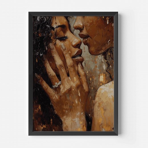 Intimate Black Lesbian Couple Art Romantic Portrait LGBTQ  Love Wall Print Black Love Art Anniversary Gift Queer Home Decor - Etsy