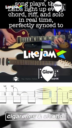 Cigarettes & Alcohol - Oasis - Guitar Lesson - Cover - Rolling Tab #vadarsound #litejam #glowtab