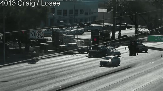 North Las Vegas police investigate three-vehicle crash at Losee and Craig