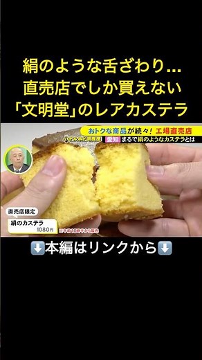⬆️本編はリンクから⬆️“絹”のような舌ざわり…『文明堂』の工場直売店でしか買えないレアカステラ 限定商品や切り落としなども 東海ナルホド調査団#shorts