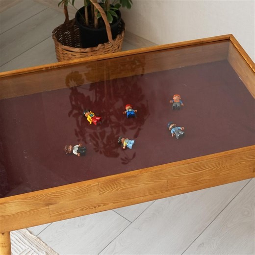 Rustic Pine Wood Display Coffee Table With Glass Top - Etsy UK