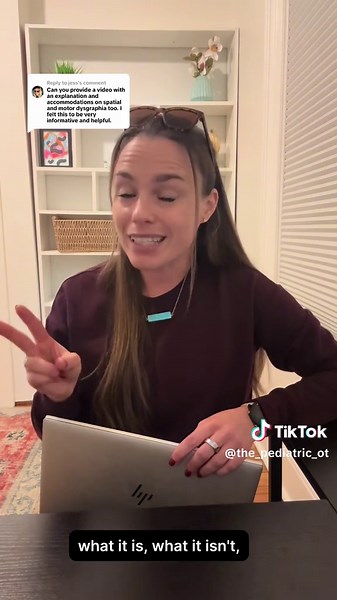 Replying to @jess You asked about spatial dysgraphia, so here is a quick breakdown from an occupational therapy perspective. Students may have average fine motor, spelling, or oral skills, but organizing letters and words on the page can be tricky, due to visual-spatial challenges. There are lots of supports that can make learning more accessible- watch and learn! #dysgraphia #schoolbasedot #handwritingskills #visualperception #specialeducation