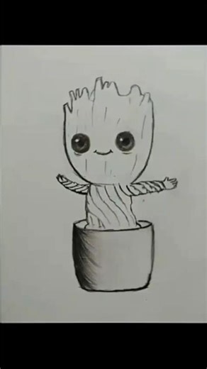 Cute Baby Groot pencil drawing 🌱✨ | Easy sketch tutorial for beginners ✏️ #youtubeshorts #drawing