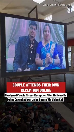 RVCJ Media on Instagram: "Massive Indigo Cancellations Leave Bride And Groom Stuck In Bhubaneswar; Parents Host Reception While Couple Joins Virtually Video Credit- X@sagayrajp #rvcjinsta"