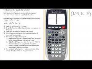 Vertex Quadratic TI84