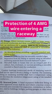 Conductors 4 AWG and larger that enter a raceway must be protected prior to the installation of the conductors as follows [300.4(G): (1) An identified raceway fitting providing a smoothly rounded insulating surface (2) A listed metal raceway fitting with smoothly rounded edges (3) Separation from the fitting or raceway using an identified insulating material that is securely fastened in place. (4) Threaded hubs #electrican #electricalcontractor #mikeholt #sparkylife #electricalapprentice | Mike 
