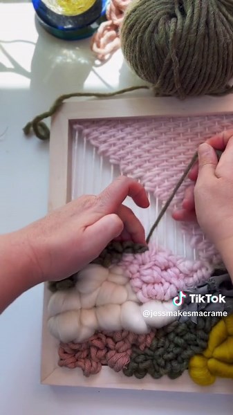 Interested in learning how to weave?! Check out my newest workshop with @thecraftersbox called Framed Textured Weaving! #jessmakesmacrame #fiberart #fiberartist #weavingtiktok #thecraftersbox