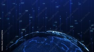 digital world map futuristic abstract background, big data technology Stock Video