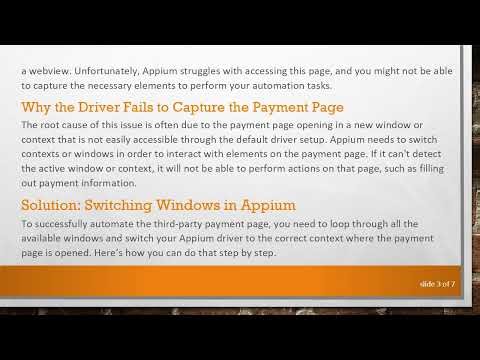 Automating a Third-Party Payment Page in Hybrid Applications Using Appium