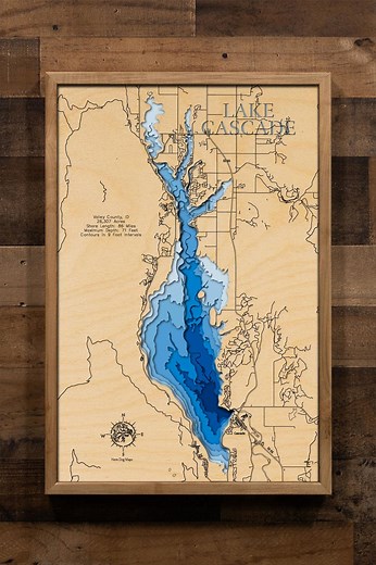 Lake Cascade, Idaho - 3D Wood Map – Custom Lake Art, Bathymetric & Topographic Wall Decor - Etsy