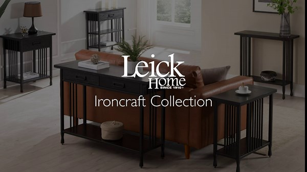 Ironcraft Rustic Writing Computer Desk with Drop Front Keyboard Drawer, Solid Wood Home Office Desk, Mission Oak and Black – Leick Home, 11200