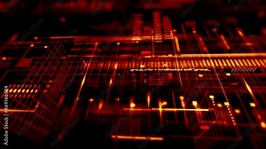 4K Futuristic background with digital data code and HUD elements. Perfect for text titles and horizontal displays.