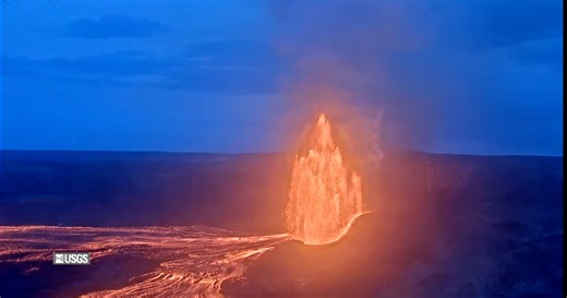 Hawaii's Kilauea volcano spews lava fountain