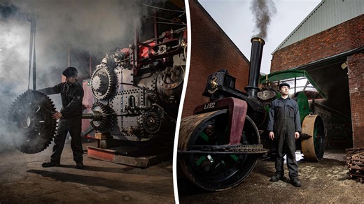 Britain's youngest steam engineer restores 10-tonne century-old steamroller