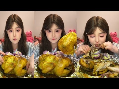 Immersive whole original-flame-roasted chicken. #mukbang #asmr #food #asmrvideo 